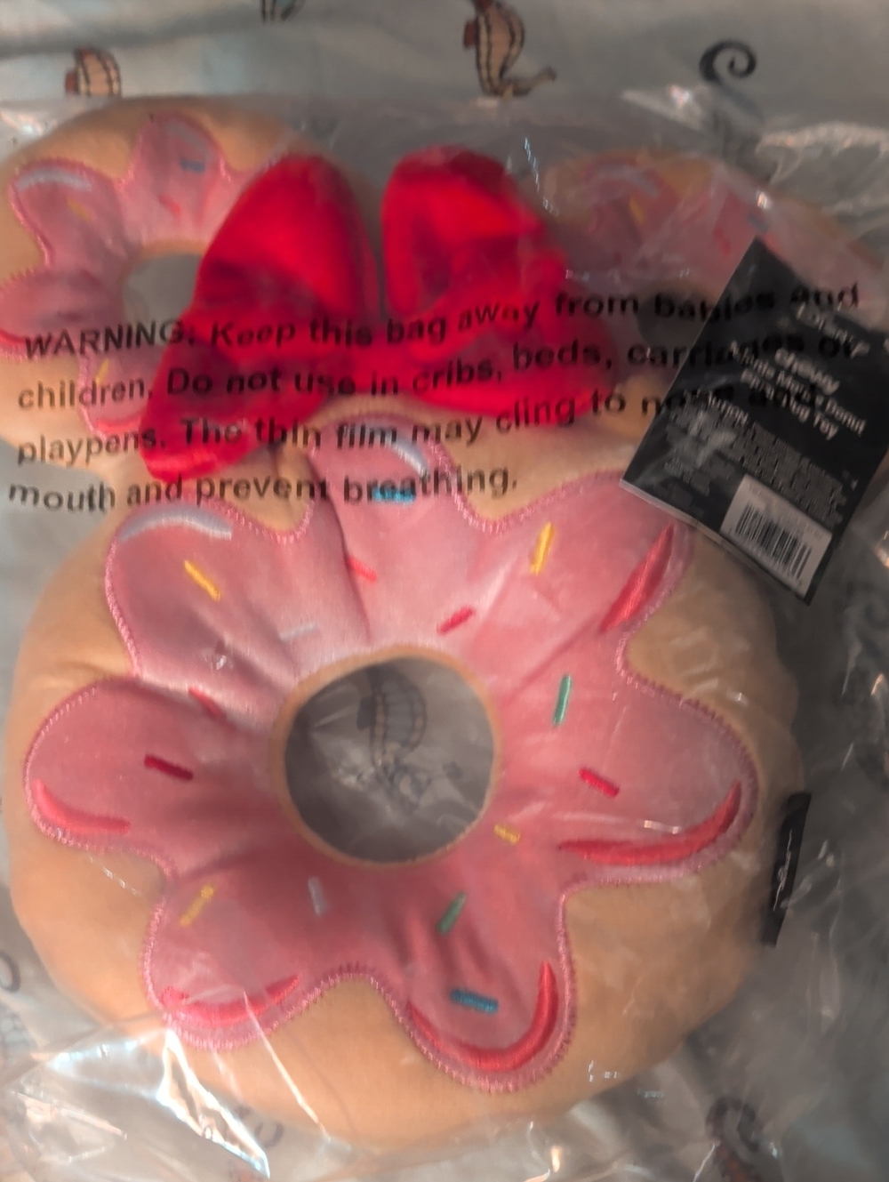 Disney Pink Frosting Donut Plush Dog Toy New